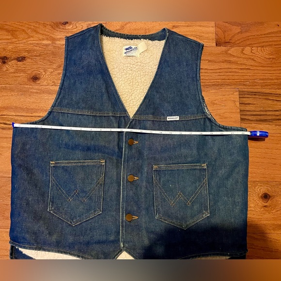 Vintage Wrangler Denim Sherpa Lined Jean Vest VL20ONV USA Made Size Large - Picture 5 of 9